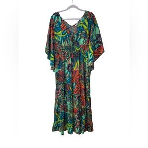 Anthropologie | Revolve Boemo Smocked-Waist Tiered Maxi Dress size XL tropical